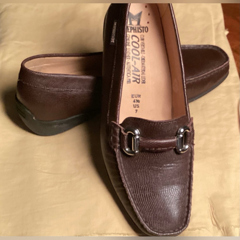 Mephisto Cool-Air Embossed Snake Skin Slip on Loafer